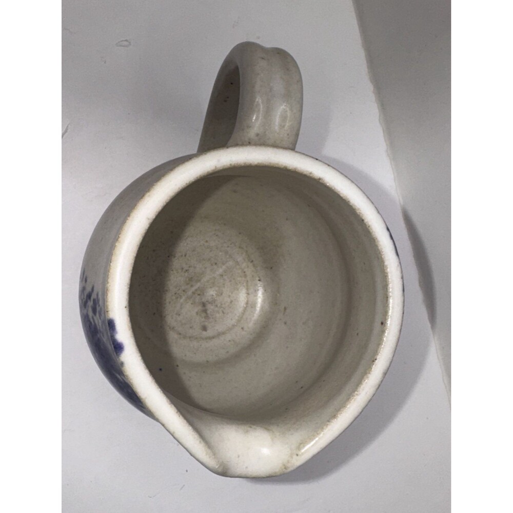 Studio Pottery Handmade Pitcher Signed  Blue White Cottagecore Farmhouse Organic - Picture 3 of 6